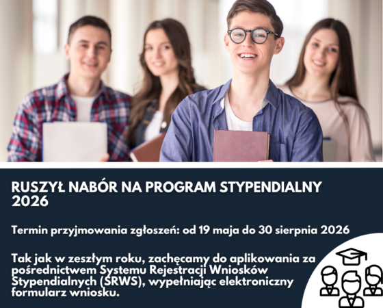Trwa nabór wniosków stypendialnych w ramach naboru podstawowego (pierwszy etap)  programu „Program stypendialny PLus – Aktywny Student”